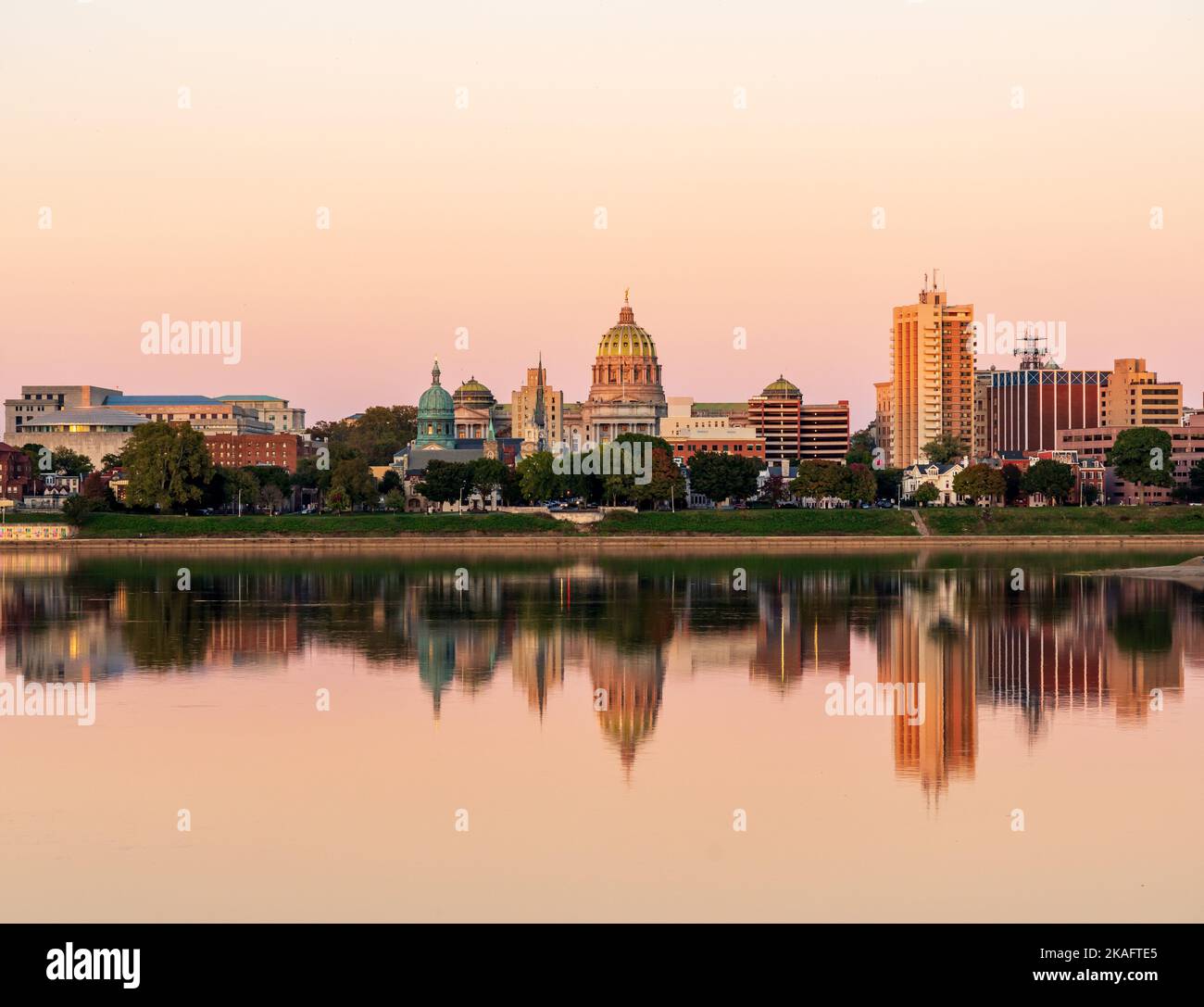 State capitol in cityscape of Harrisburg in Pennsylvania Stock Photo