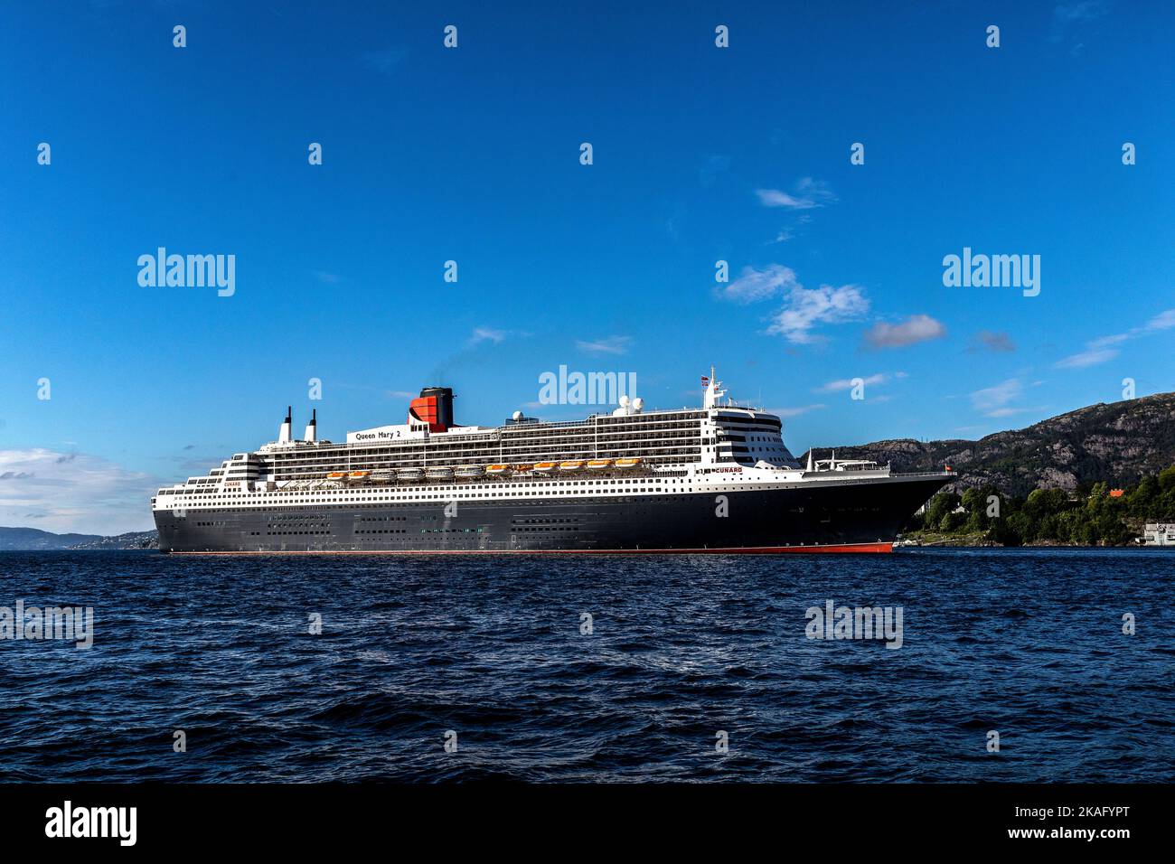 Cruise Ship Queen Mary 2 At Byfjorden Departing From