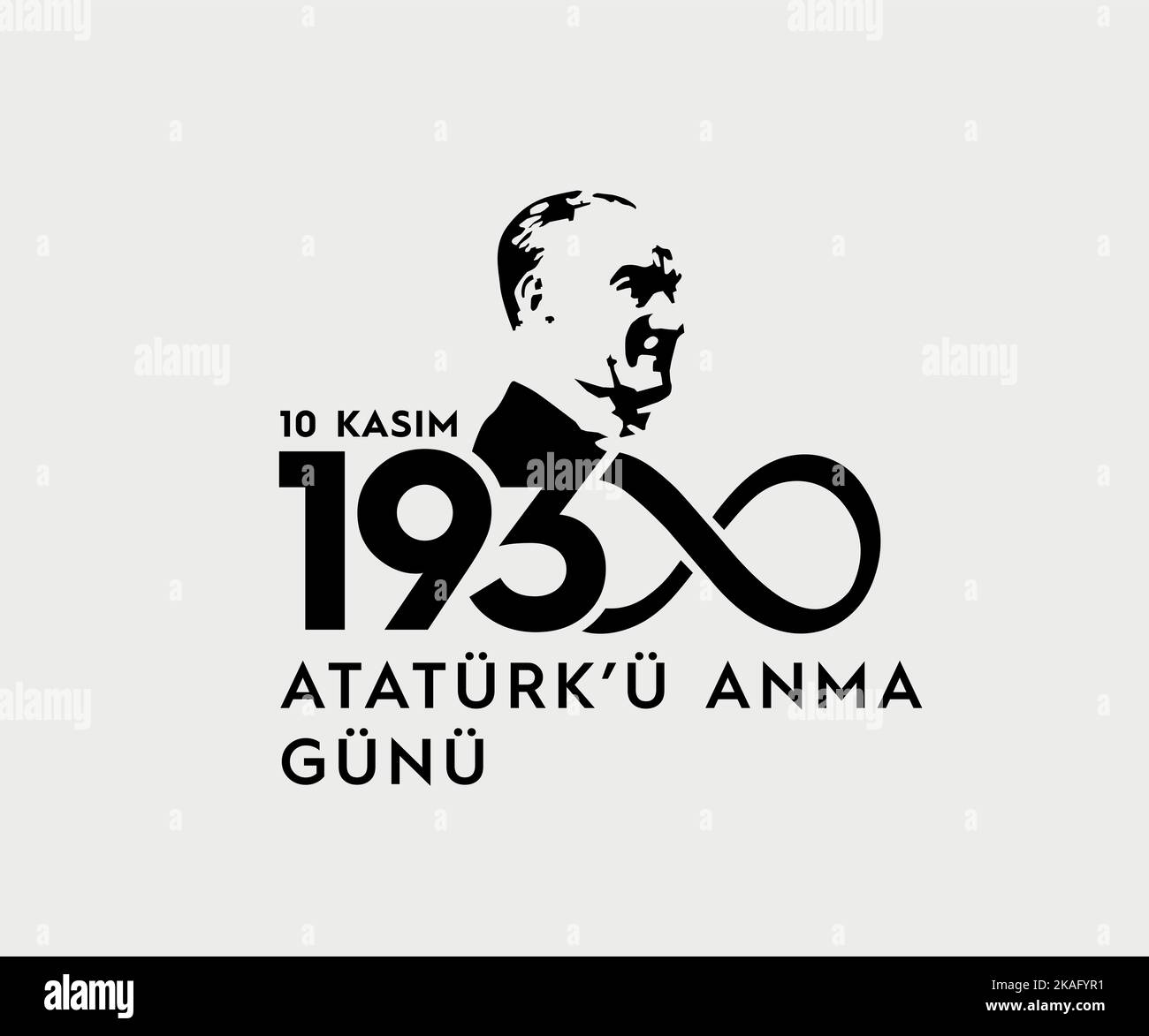 November 10 death day Mustafa Kemal Atatürk , first president of Turkish Republic. translation Turkish. November 10, respect and remembe, vector Stock Vector