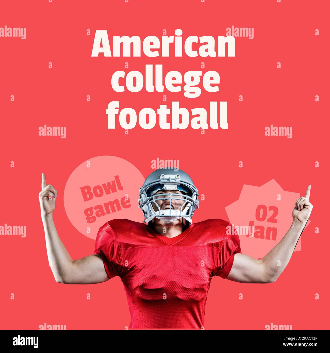 Composition of american college football text over caucasian male ...