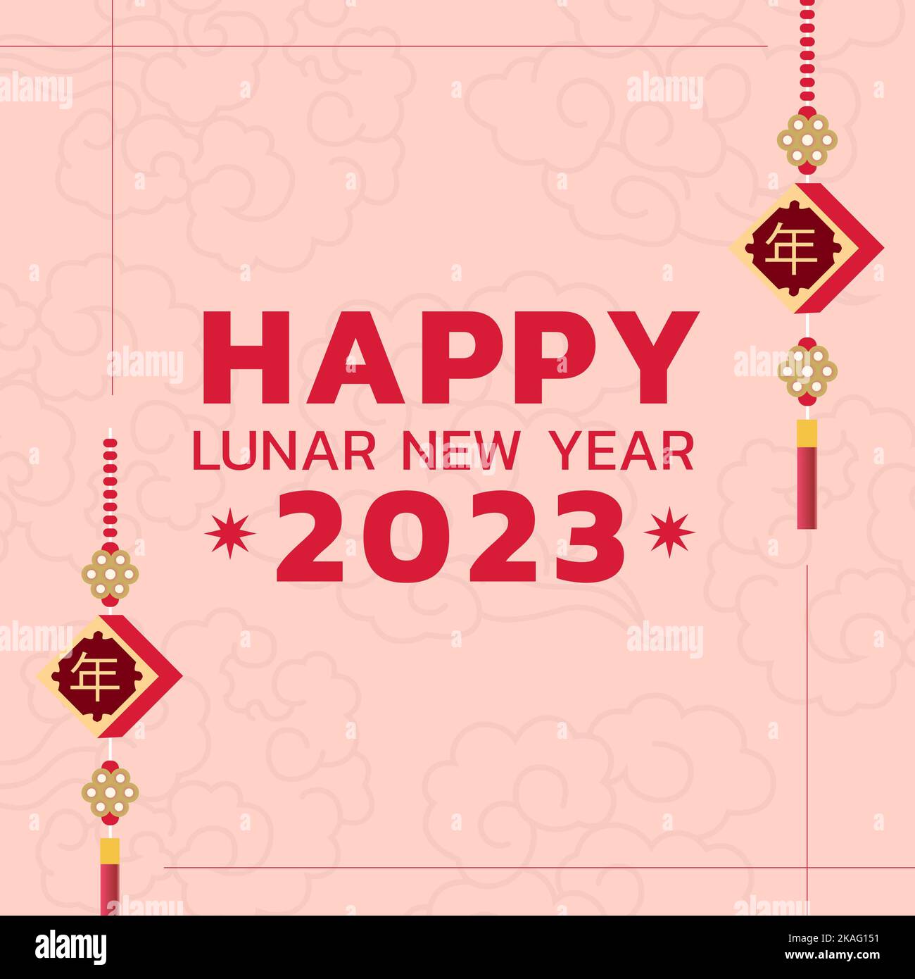 Happy Chinese New Year 2023 Year Of The Rabbit Zodiac Sign, Gong Xi Fa Cai  With Flower,lantern,asian Elements Gold Paper Cut Style On Color  Background. (Translation : Happy New Year) Royalty Free