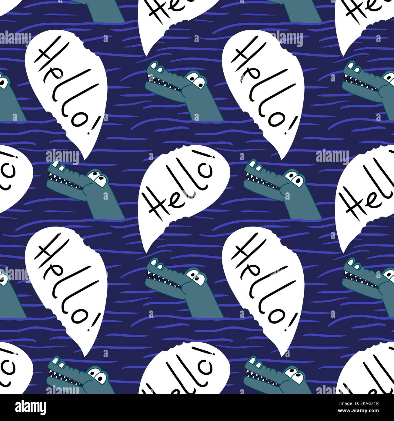 Summer animals seamless crocodile lizards cartoon pattern for wrapping ...