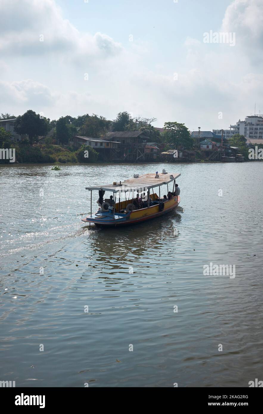 Arrival River Crossing Ferry at Ayutthaya Thailand Stock Photo