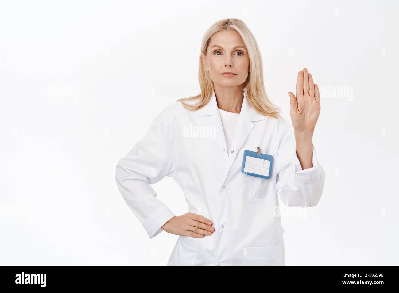 Confident healthcare worker, elegant senior woman doctor, dermatologist