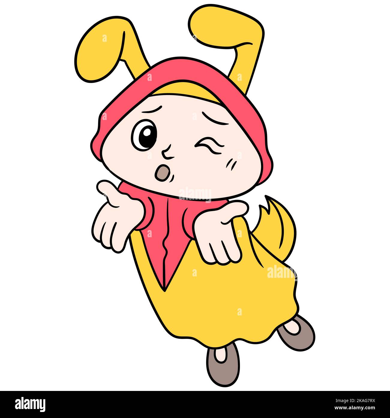 A cartoon doodle of a Muslim girl in a bunny costume Stock Vector Image ...