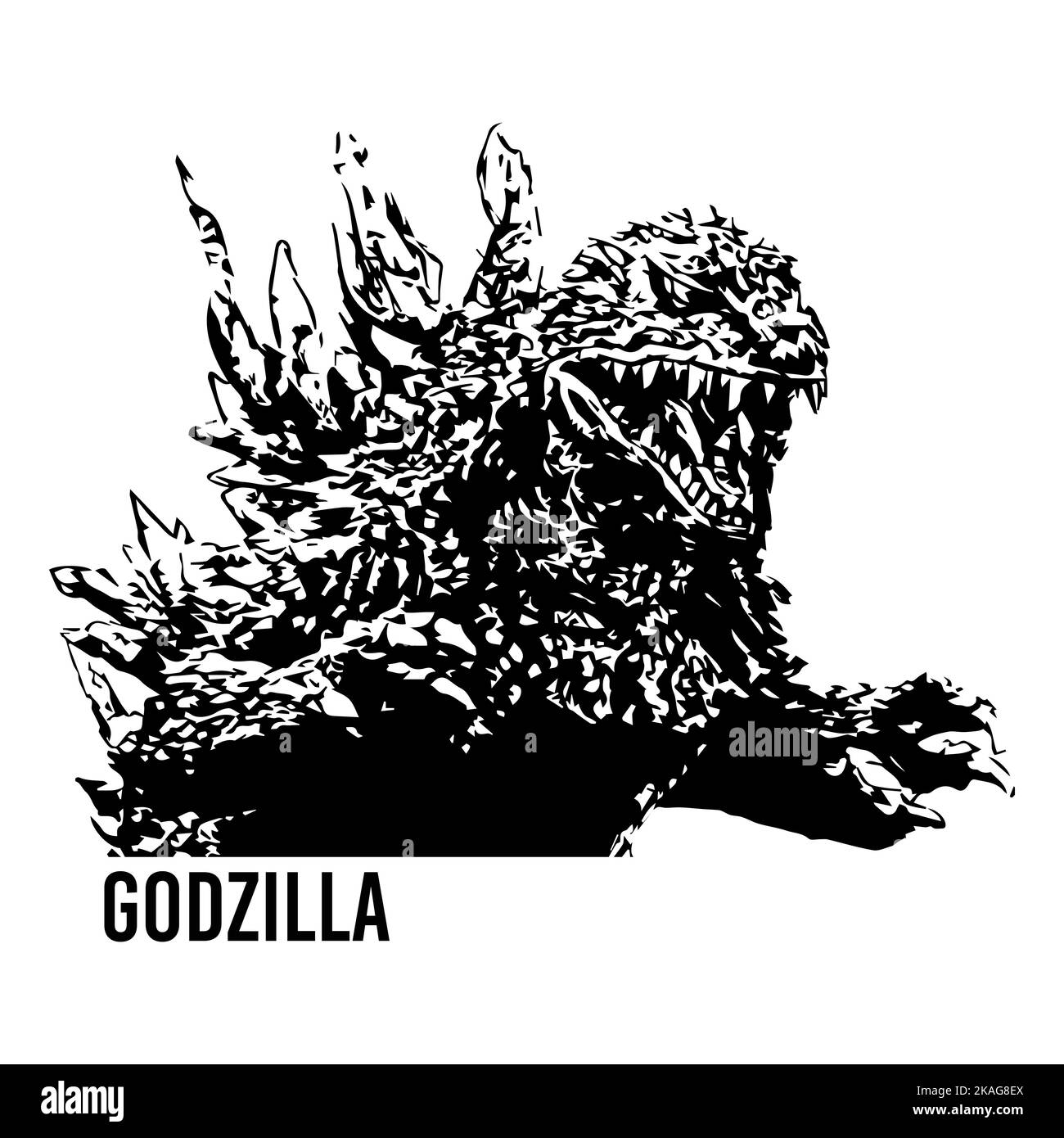 Godzilla t shirt design. King of The Monsters vector. Japanese Monster. Download it Now Stock Vector
