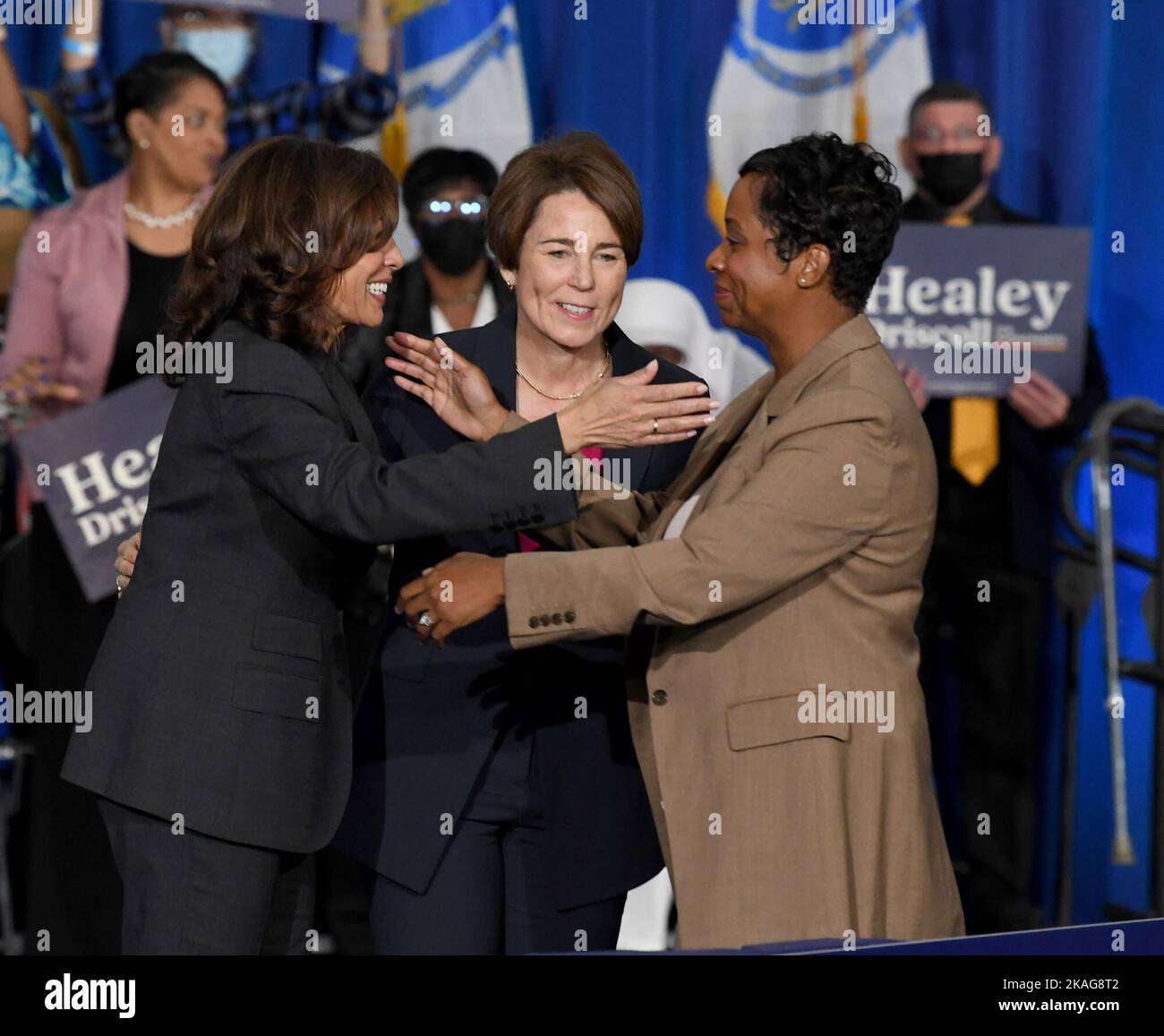 Vice President Kamala Harris, left, and Massachusetts candidate for ...