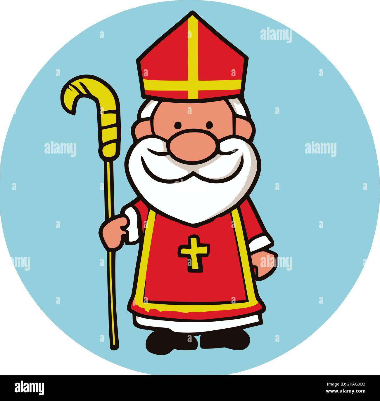 A Sinterklaas icon in a blue round against white background Stock Vector