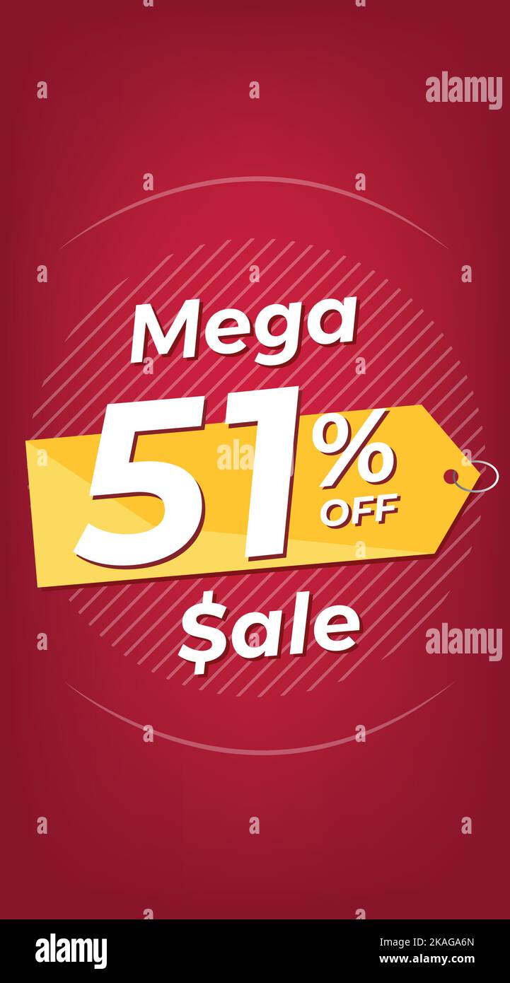 51% off. Red discount banner with fifty-one percent. Advertising for ...