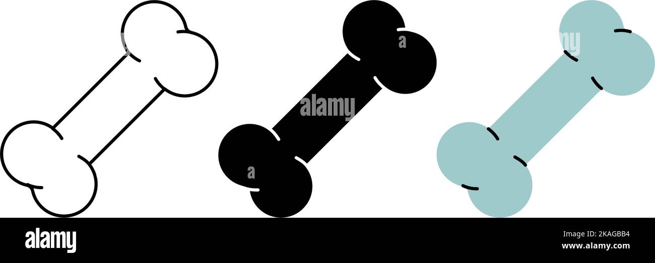 Set of human bone symbols. Human bone icons in color, black and thin ...