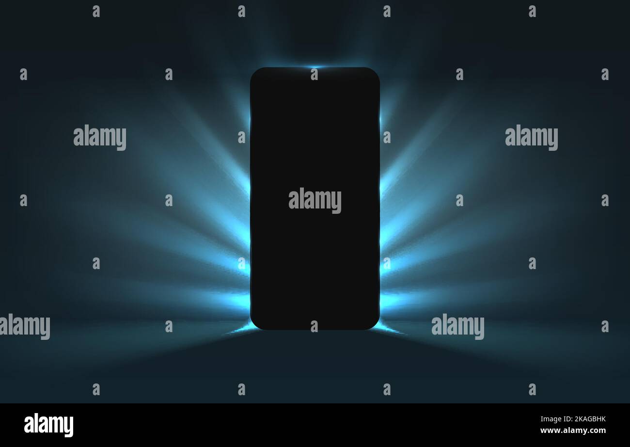 Smartphone mobile screen, technology mobile display light. Vector