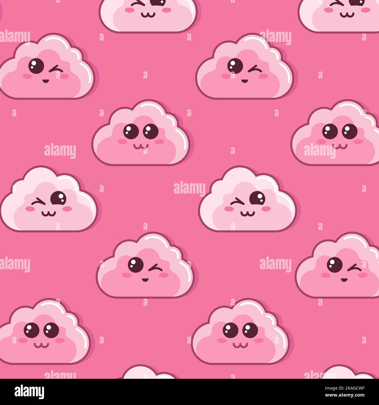 Cute Cartoon seamless pattern with funny clouds. Stock Vector