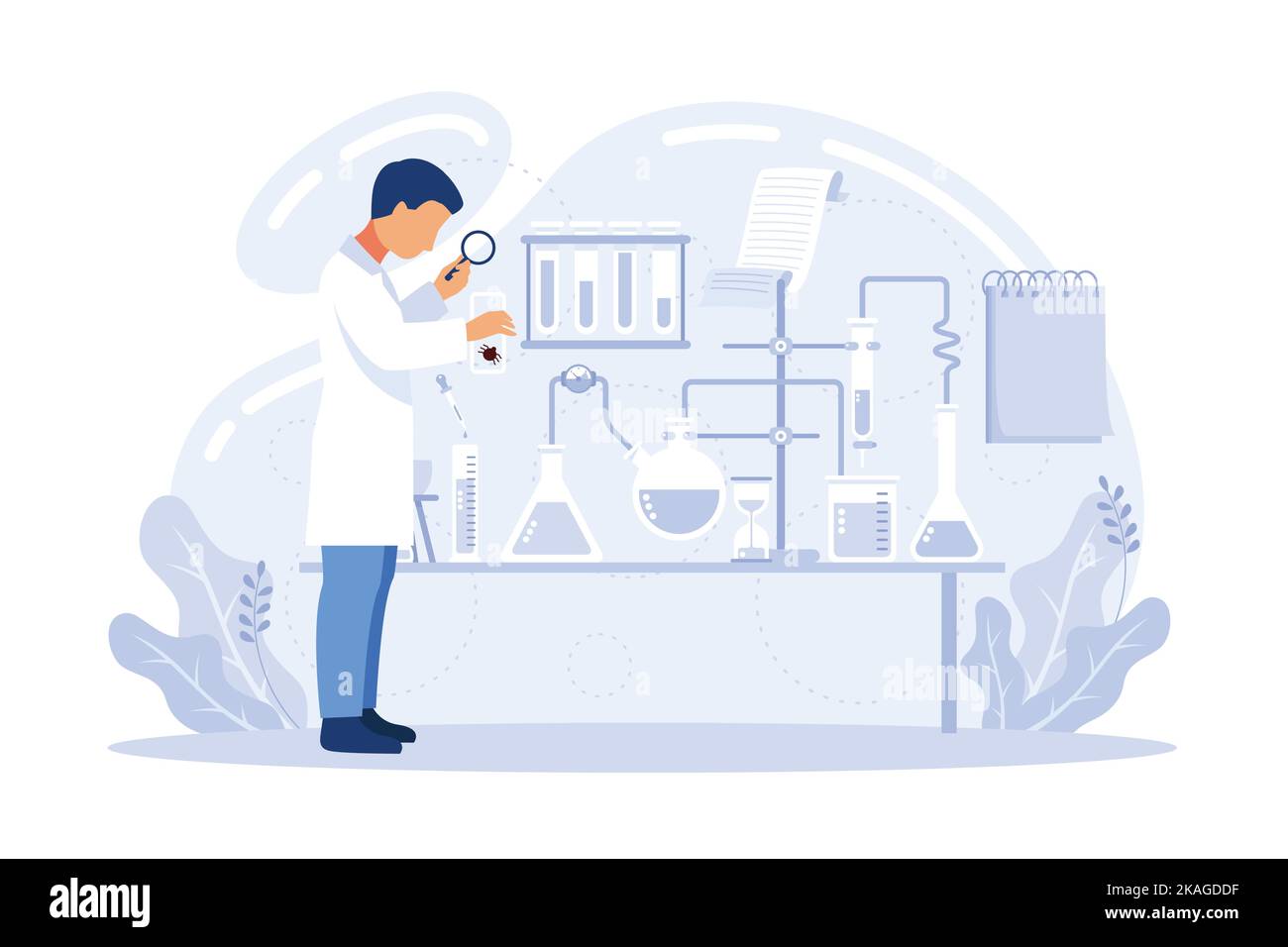 Laboratory diagnostic services. Medical tools. Colored vector illustration in flat style for clinical diagnostics center or lab advertisement. Stock Vector