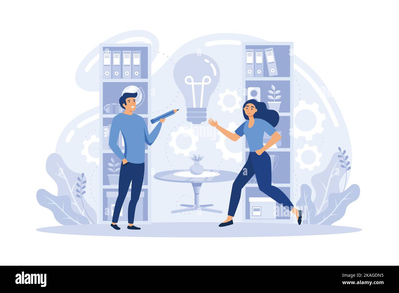 Creative thinking concept. Women looking for non standard solution to