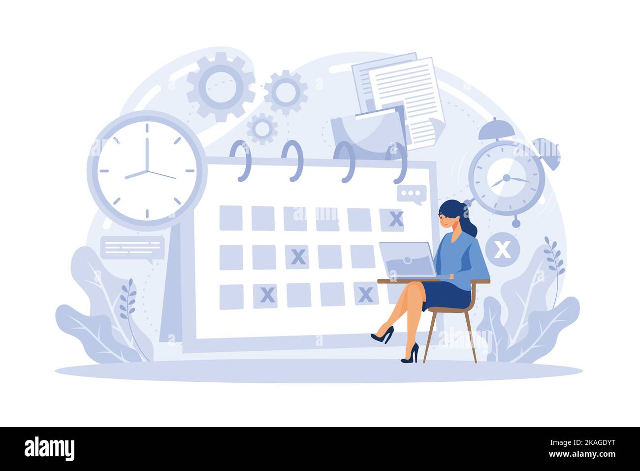 Deadline abstract concept vector illustration. Project management, work time limit, task due dates, deadline reminder, study assignments accomplishmen Stock Vector