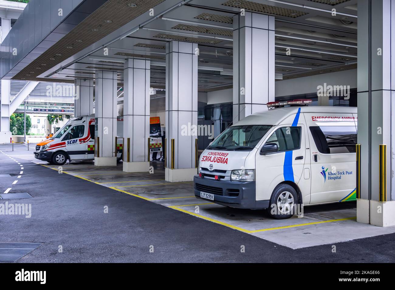Ambulances parking at Acute and Emergency car park at Khoo Tect Puat