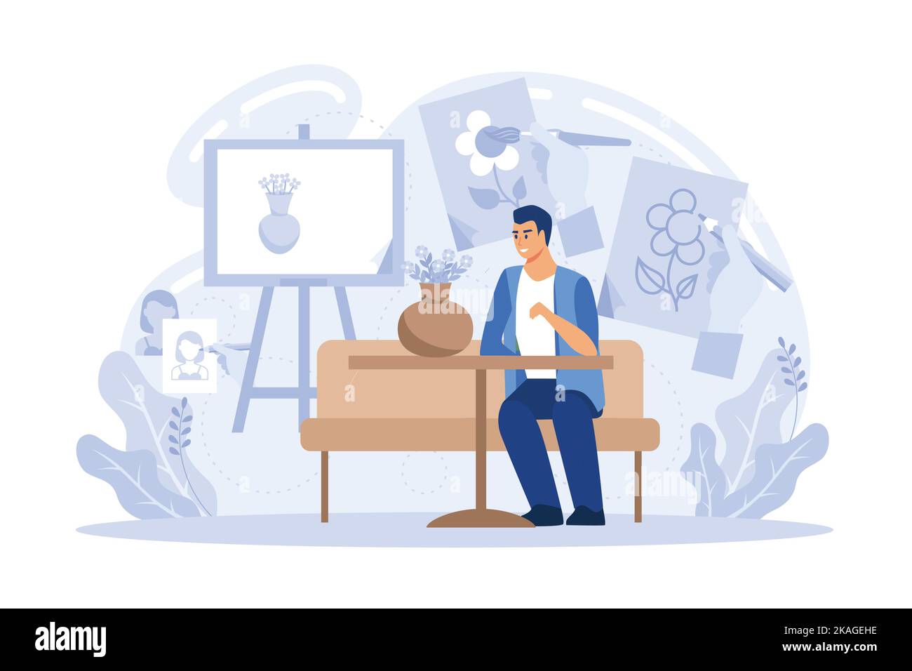 Drawing training flat vector modern illustration Stock Vector Image