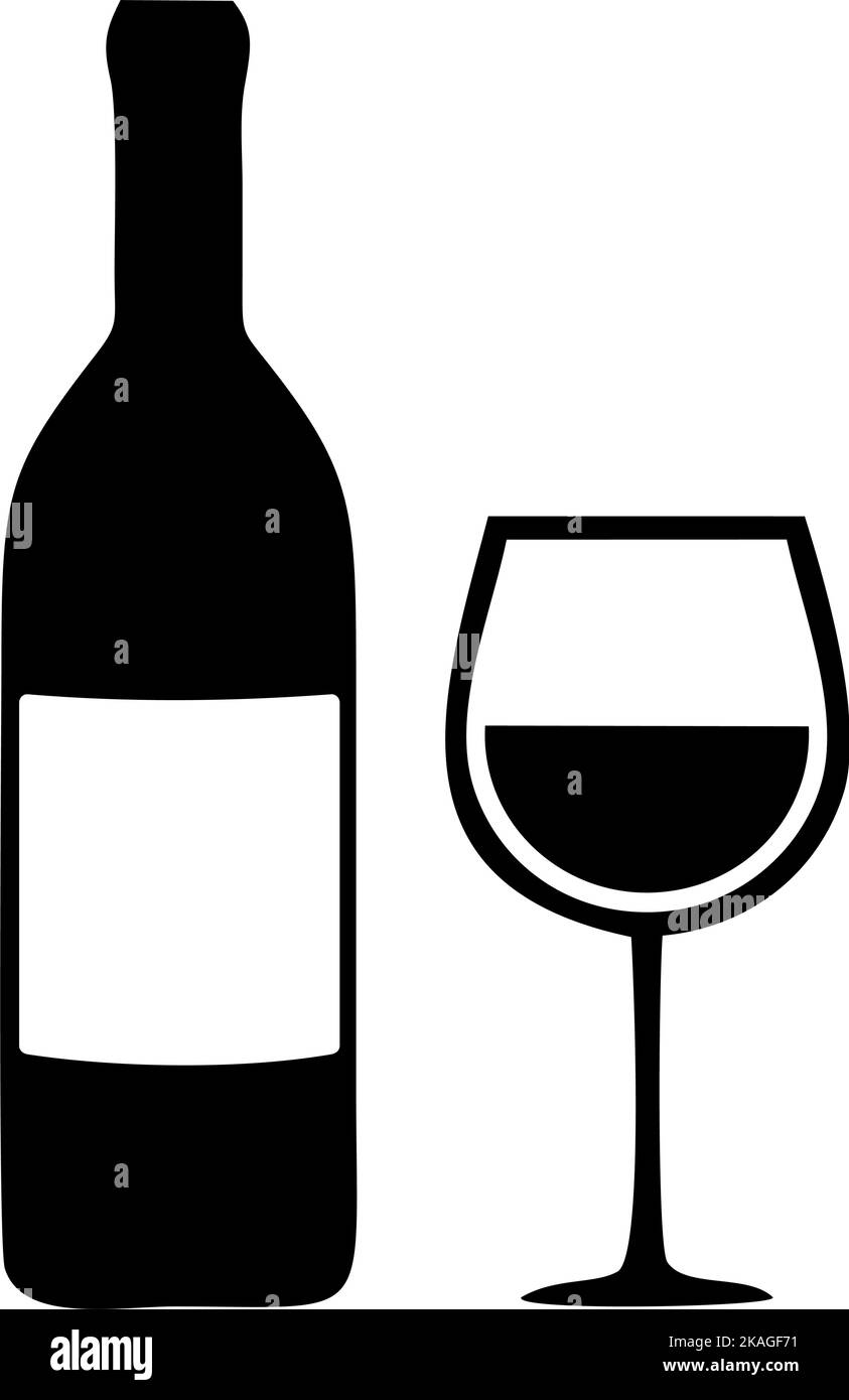 WINE BOTTLE AND GLASS SILHOUETTE ISOLATED Stock Vector Image & Art Alamy