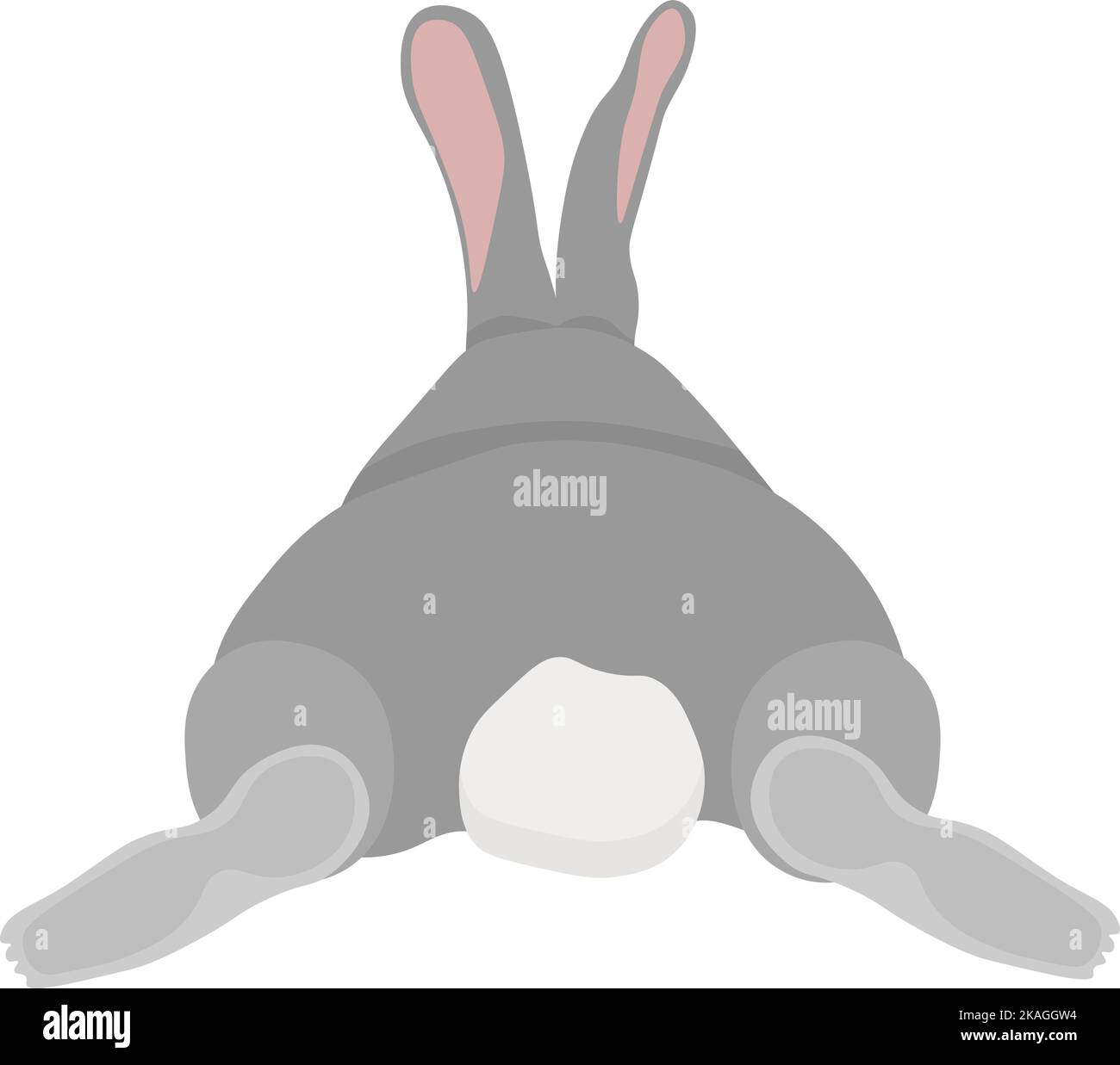 The gray rabbit sits. Back view. Vector Stock Vector Image & Art - Alamy
