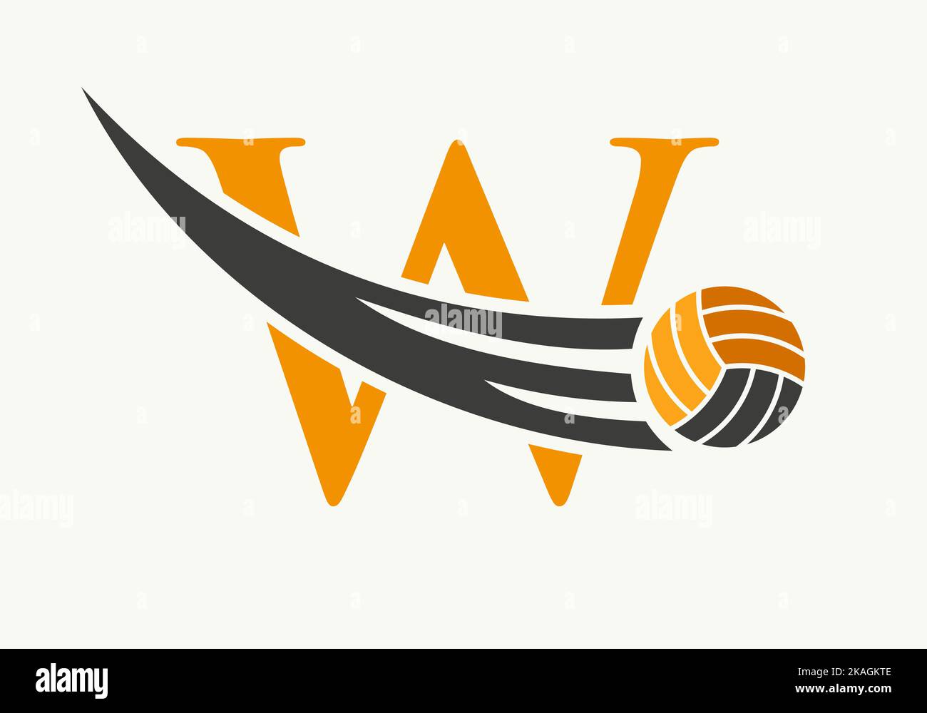 Letter W Volleyball Logo Design Sign. Volleyball Sports Logotype Symbol Vector Template Stock Vector