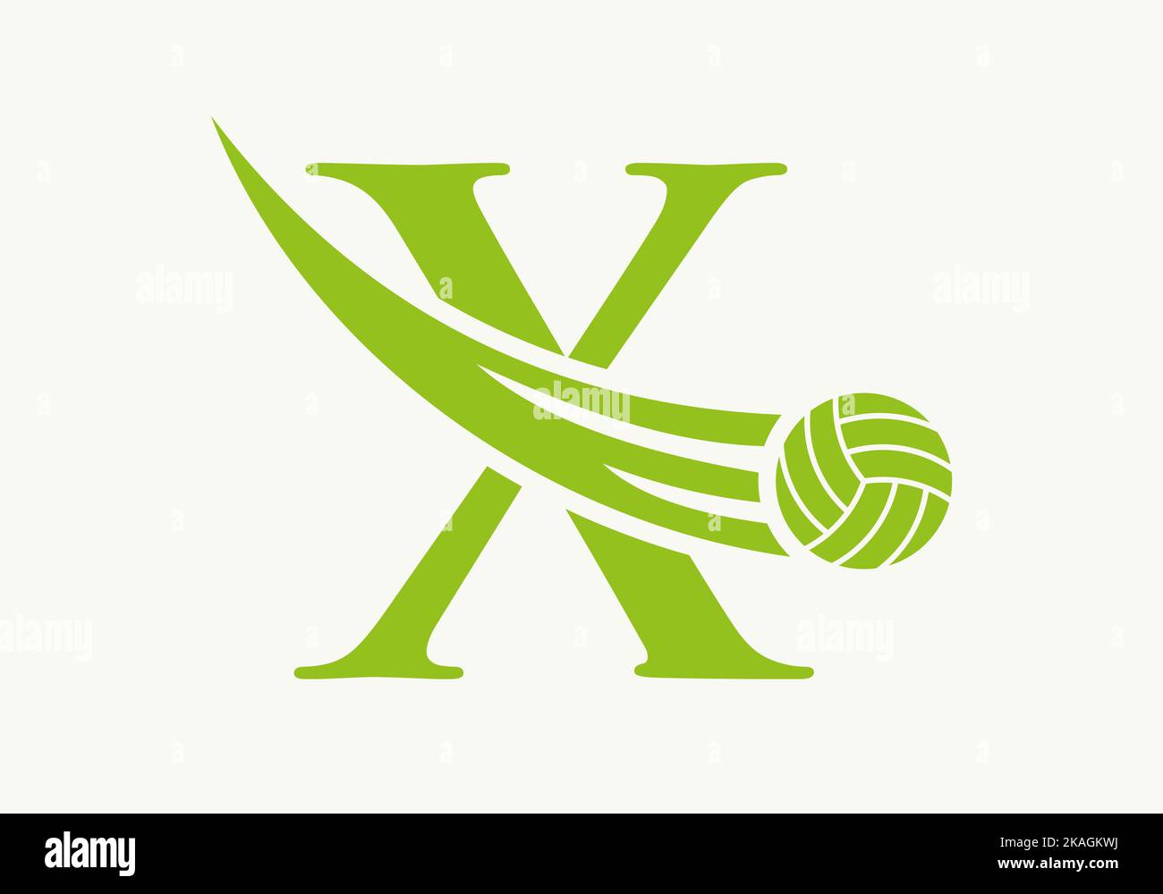 Letter X Volleyball Logo Design Sign. Volleyball Sports Logotype Symbol Vector Template Stock Vector