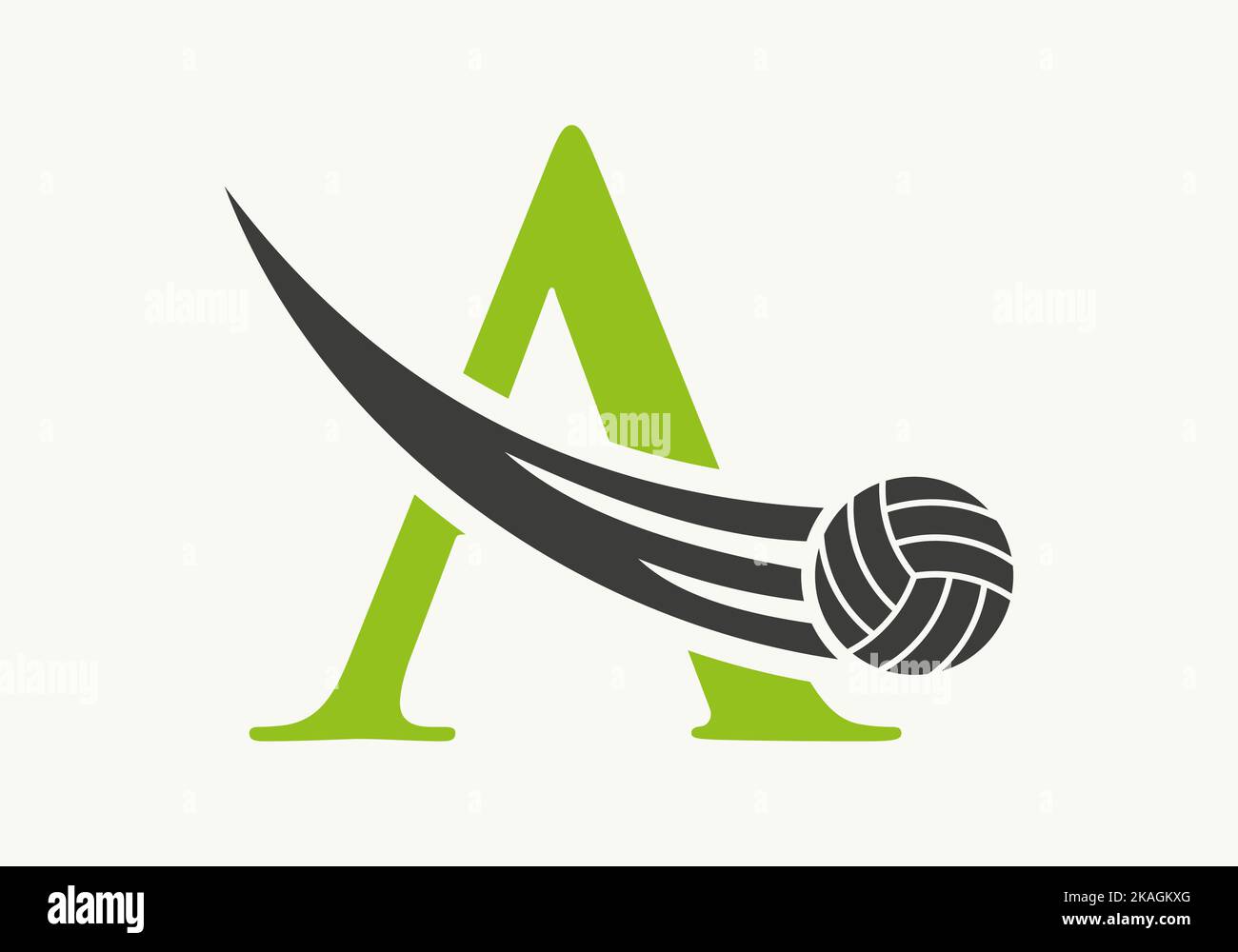 Letter A Volleyball Logo Design Sign. Volleyball Sports Logotype Symbol