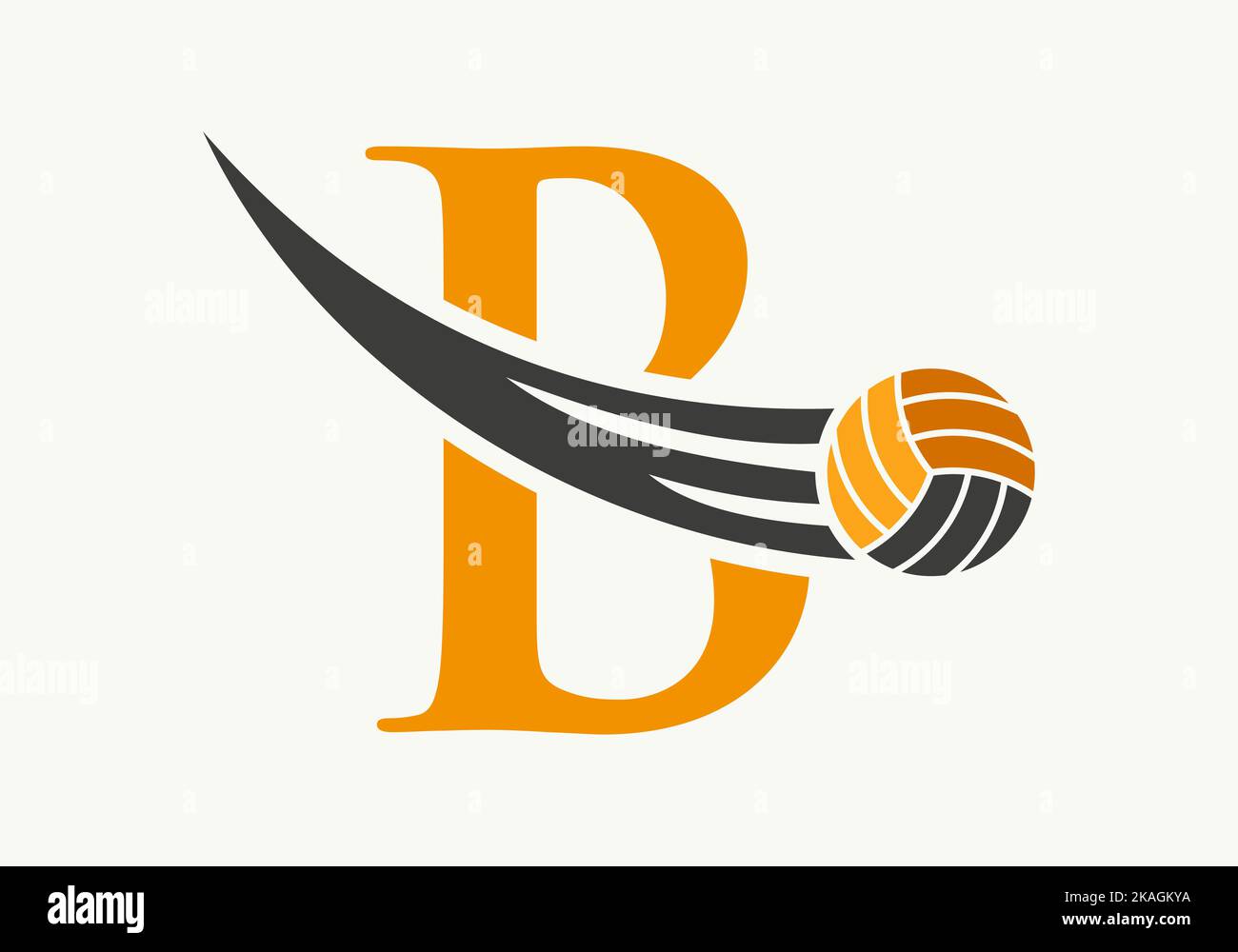 Letter B Volleyball Logo Design Sign. Volleyball Sports Logotype Symbol