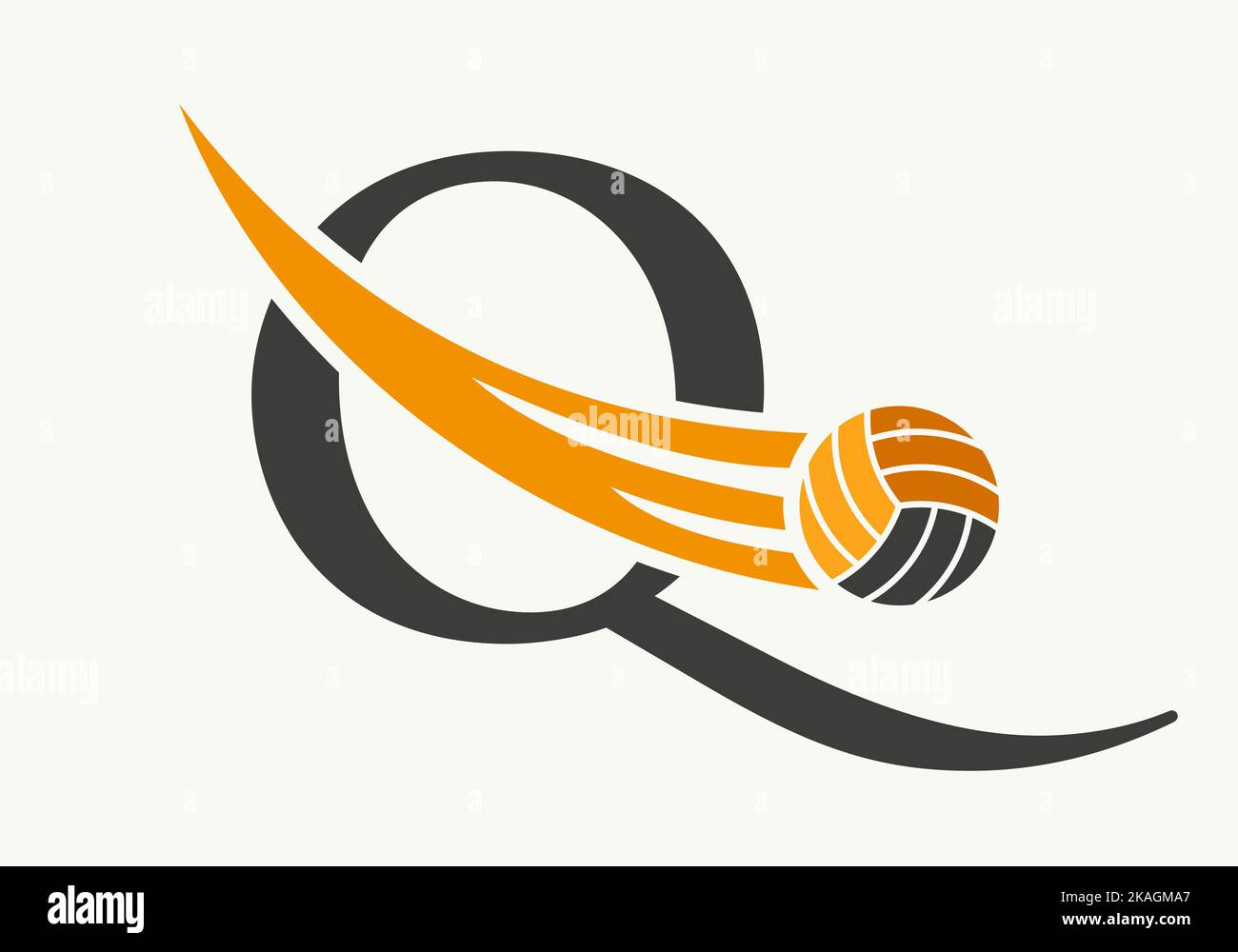 Letter Q Volleyball Logo Design Sign. Volleyball Sports Logotype Symbol