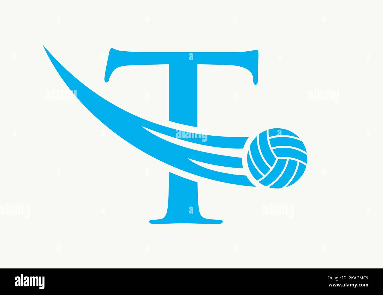 Letter T Volleyball Logo Design Sign. Volleyball Sports Logotype Symbol