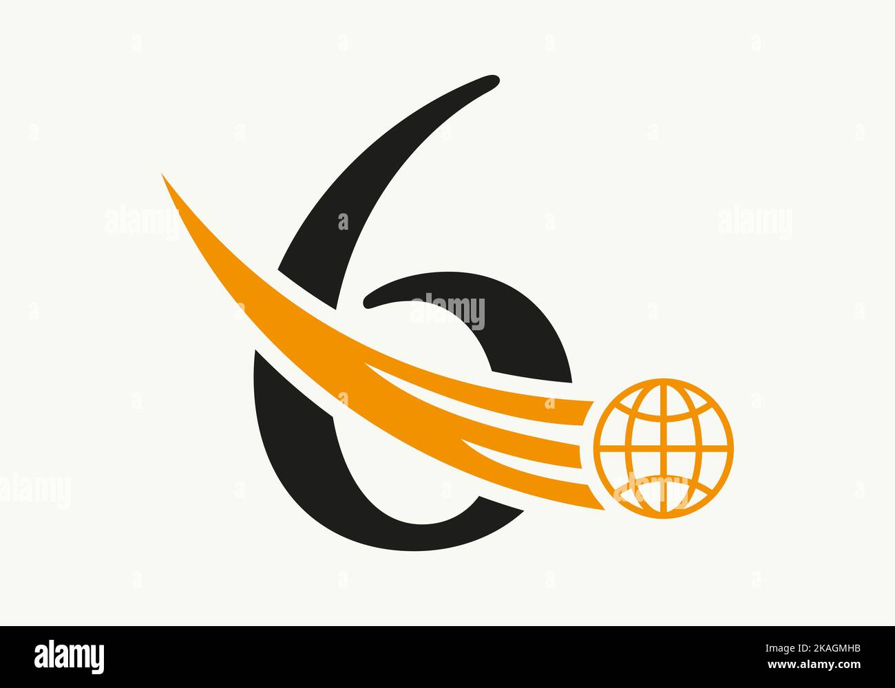Letter 6 World Logo Concept With Moving Global Icon Vector Template Stock Vector