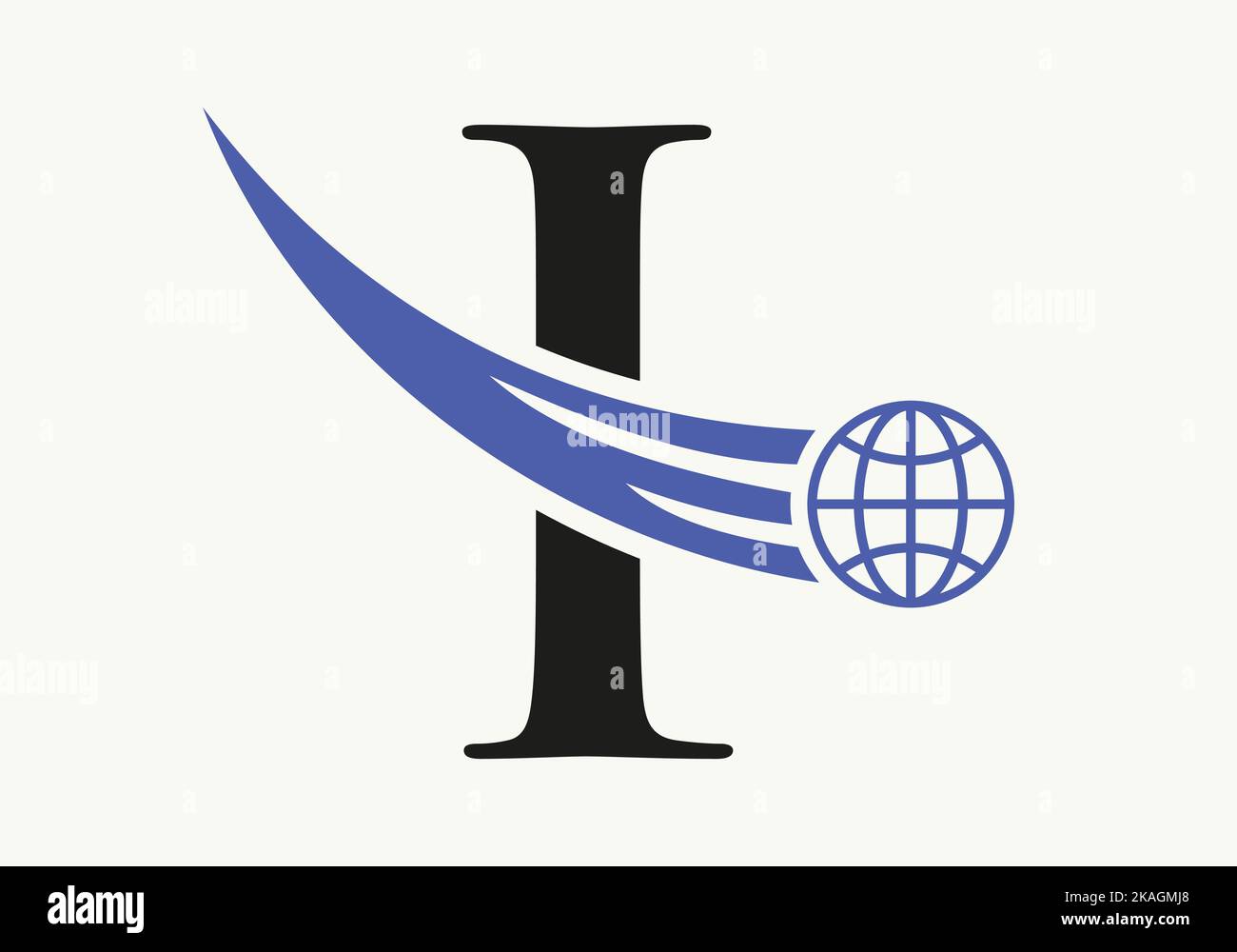 Letter I World Logo Concept With Moving Global Icon Vector Template Stock Vector