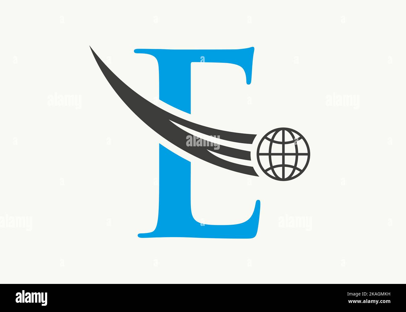 Letter E World Logo Concept With Moving Global Icon Vector Template Stock Vector