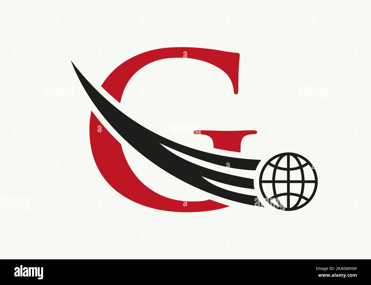 Letter G World Logo Concept With Moving Global Icon Vector Template Stock Vector