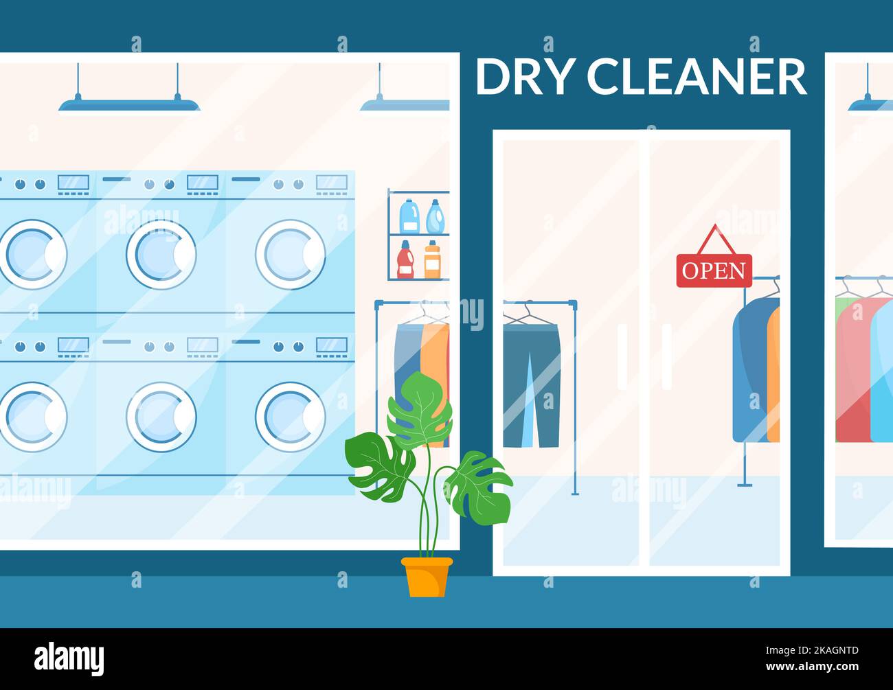 Dry Cleaning Store Service with Washing Machines, Dryers and Laundry