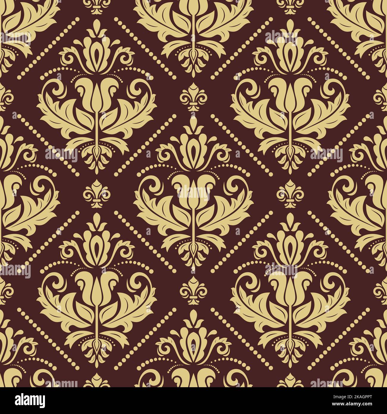 Golden Classical Pattern Orient vector brown and golden classic pattern. Seamless abstract ...