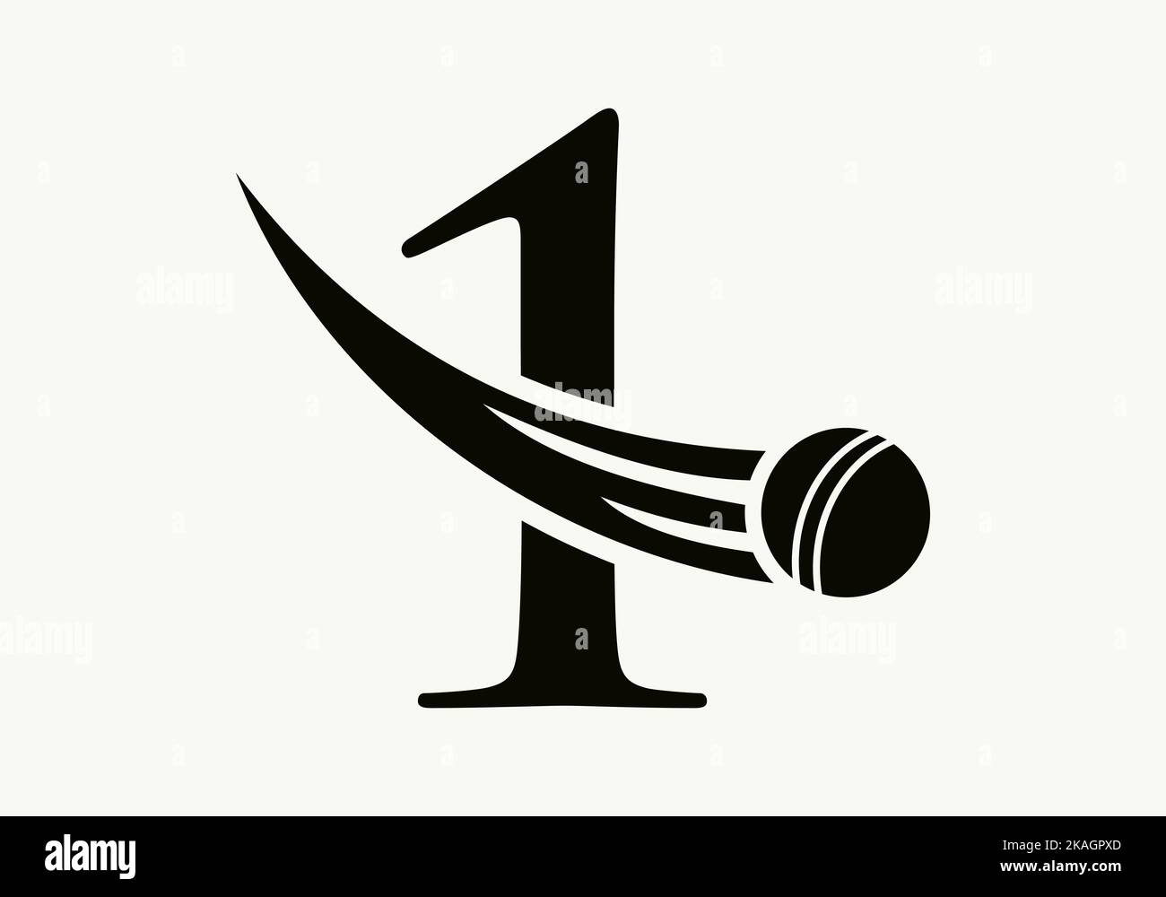 Letter 1 Cricket Logo Concept With Ball Icon For Cricket Club Symbol