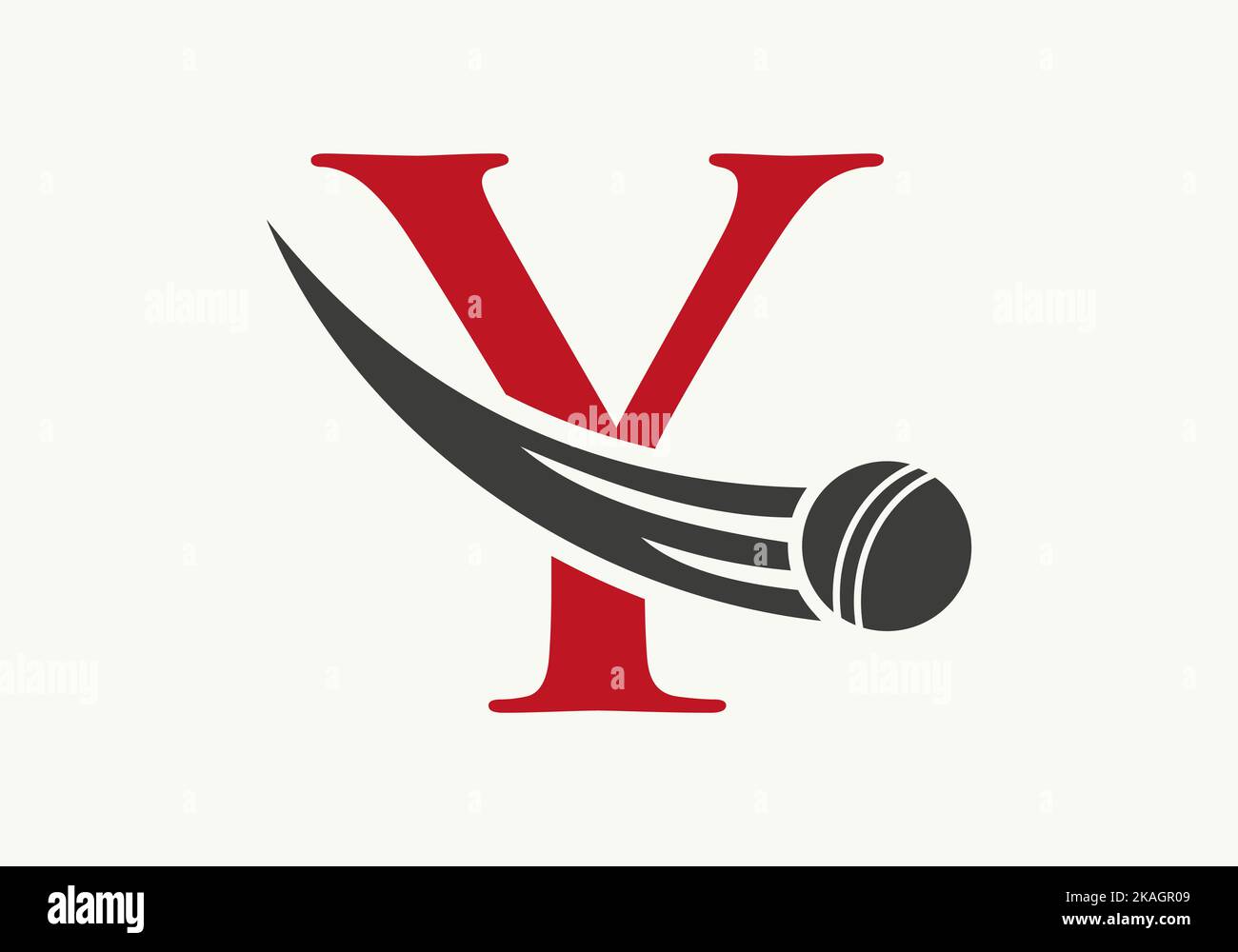 Letter Y Cricket Logo Concept With Ball Icon For Cricket Club Symbol
