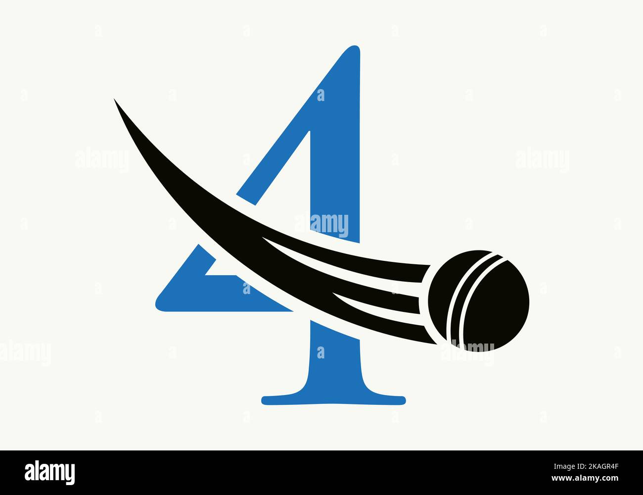 Letter 4 Cricket Logo Concept With Ball Icon For Cricket Club Symbol Vector Template. Cricketer Sign Stock Vector