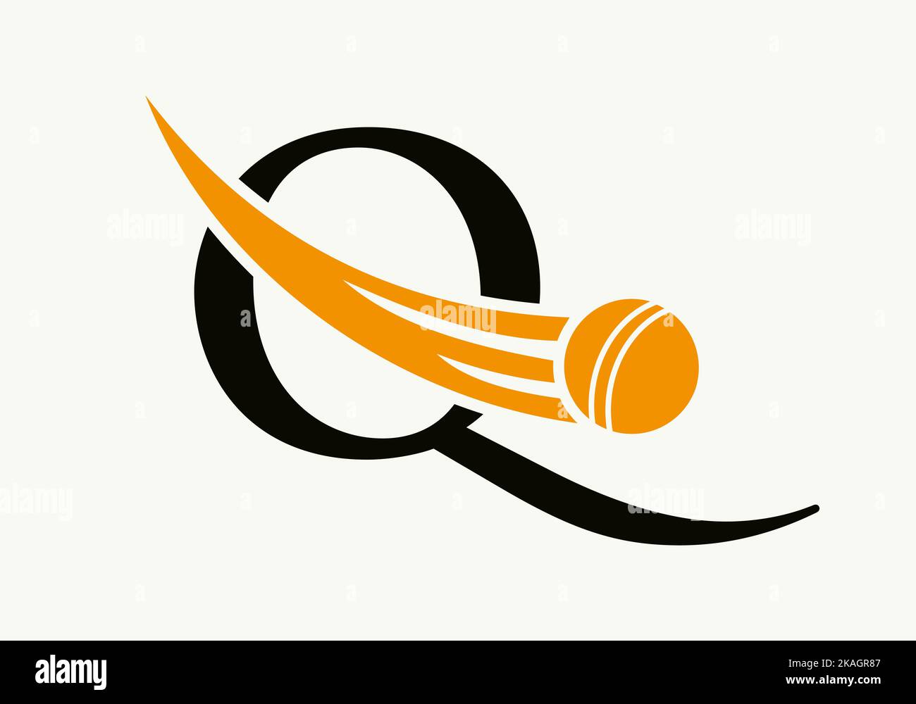 Letter Q Cricket Logo Concept With Ball Icon For Cricket Club Symbol Vector Template. Cricketer Sign Stock Vector