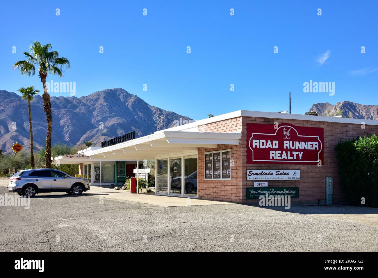 Downtown Borrego Springs, Road Runner Realty Stock Photo