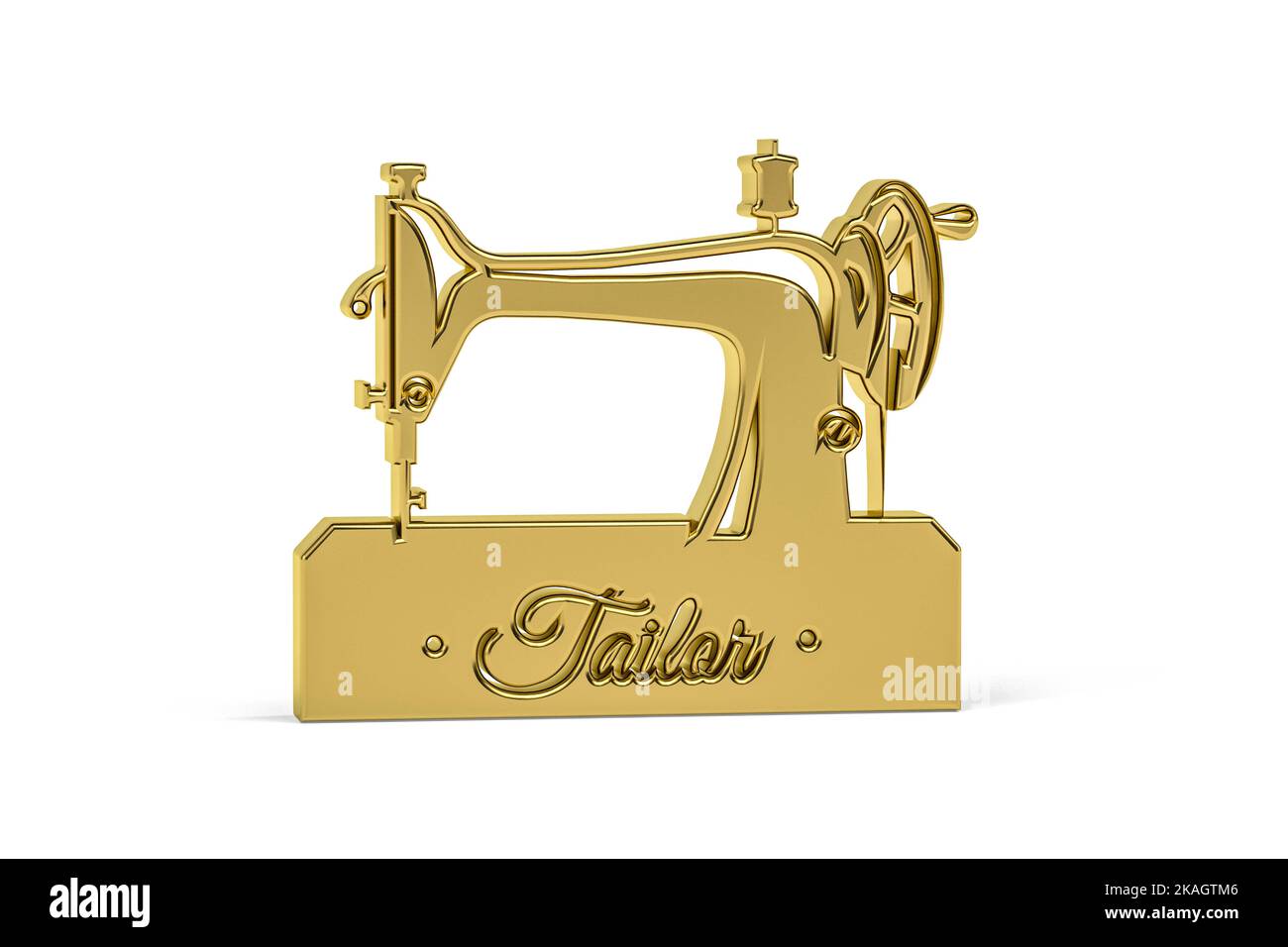 Golden 3d sewing machine icon isolated on white background 3d render