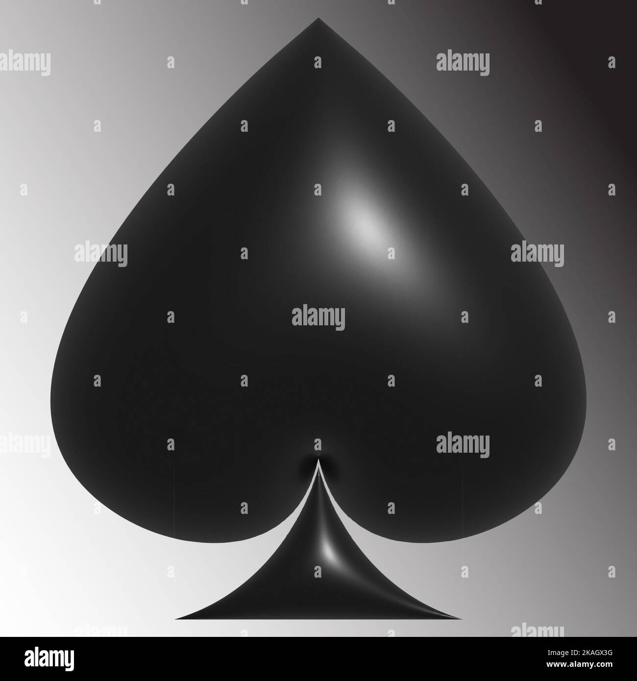three dimensional Spade shape from playing cards, black spade Stock