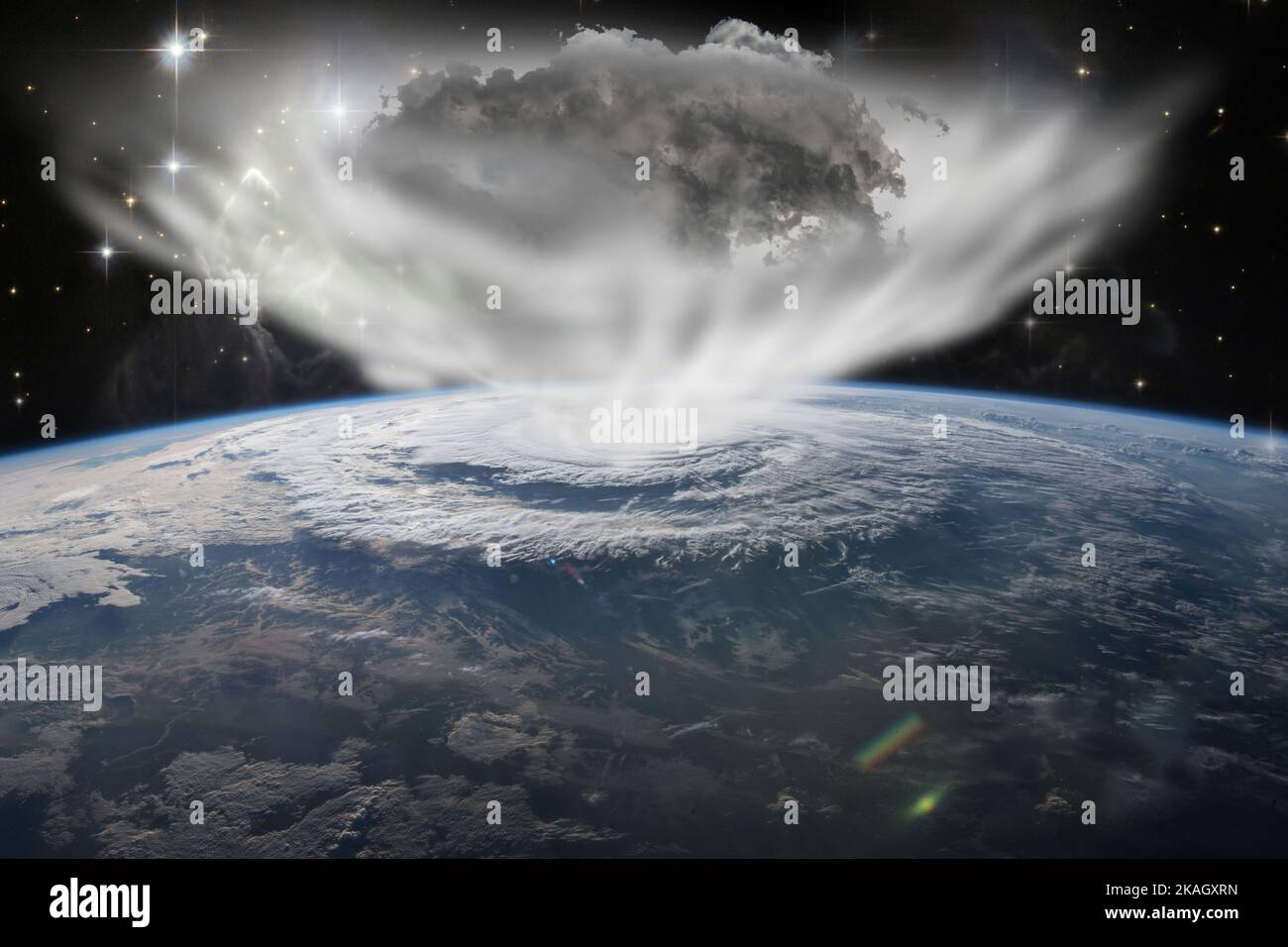 Ozone hole. Concept of air leakage from planet Earth to space. Elements of this image furnished by NASA. Stock Photo