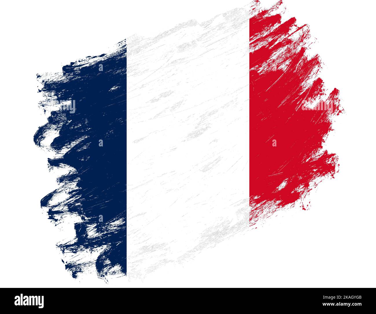France flag painted on a grunge brush stroke white background Stock ...