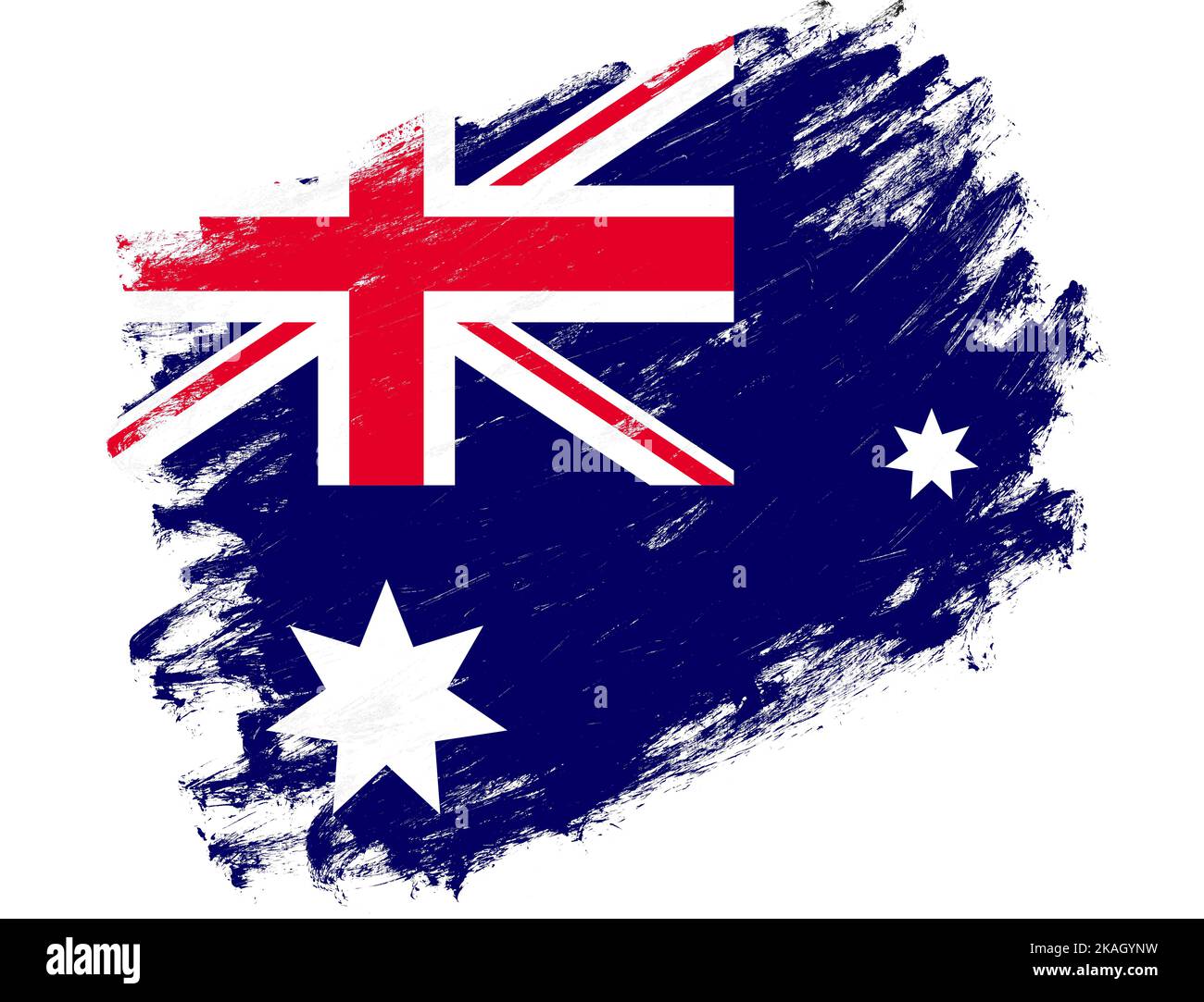 Australia flag painted on a grunge brush stroke white background Stock ...