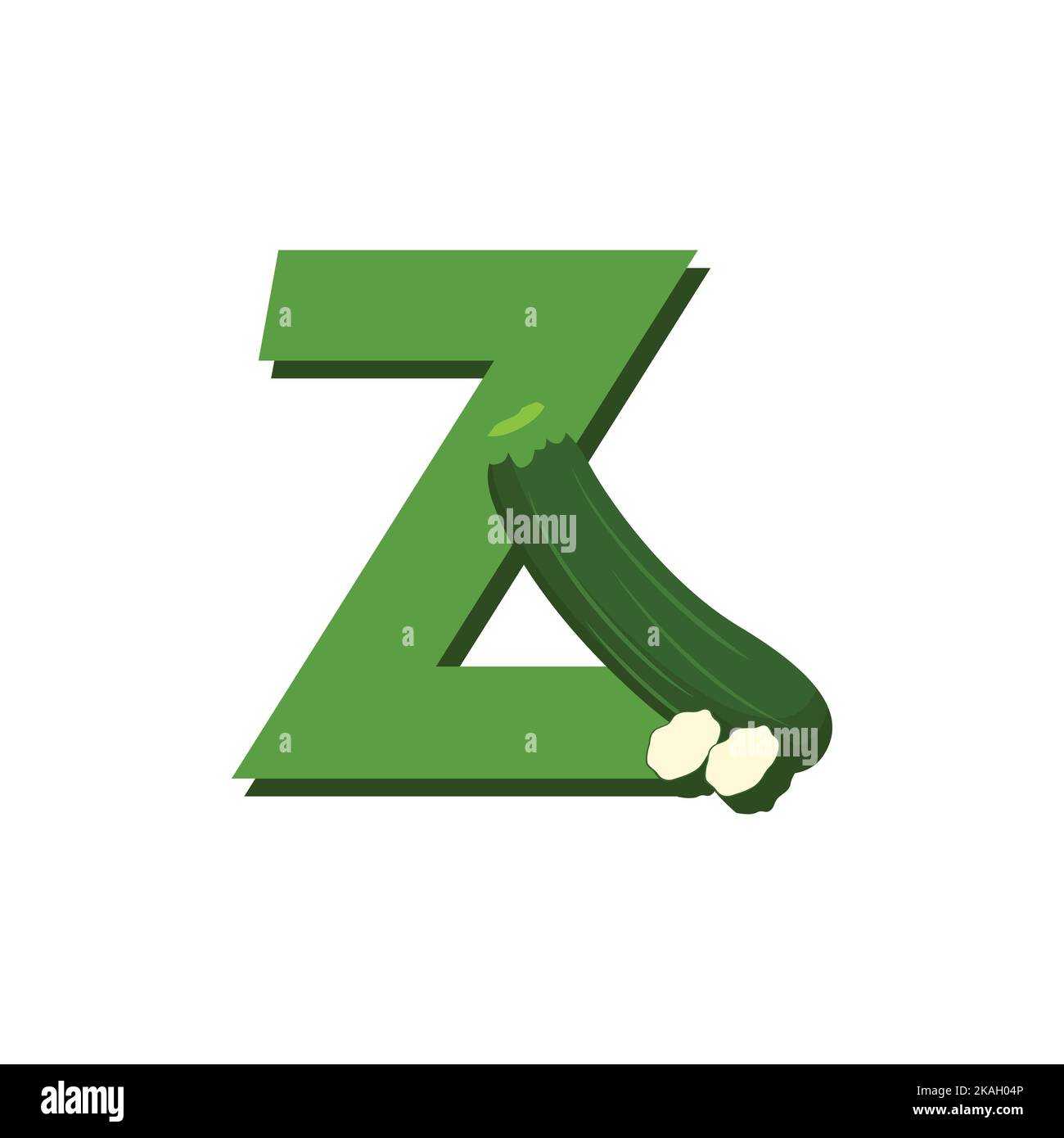 Alphabet Fruits Zucchini, Clip Art Vector, Illustration for kids, Letter Z Stock Vector