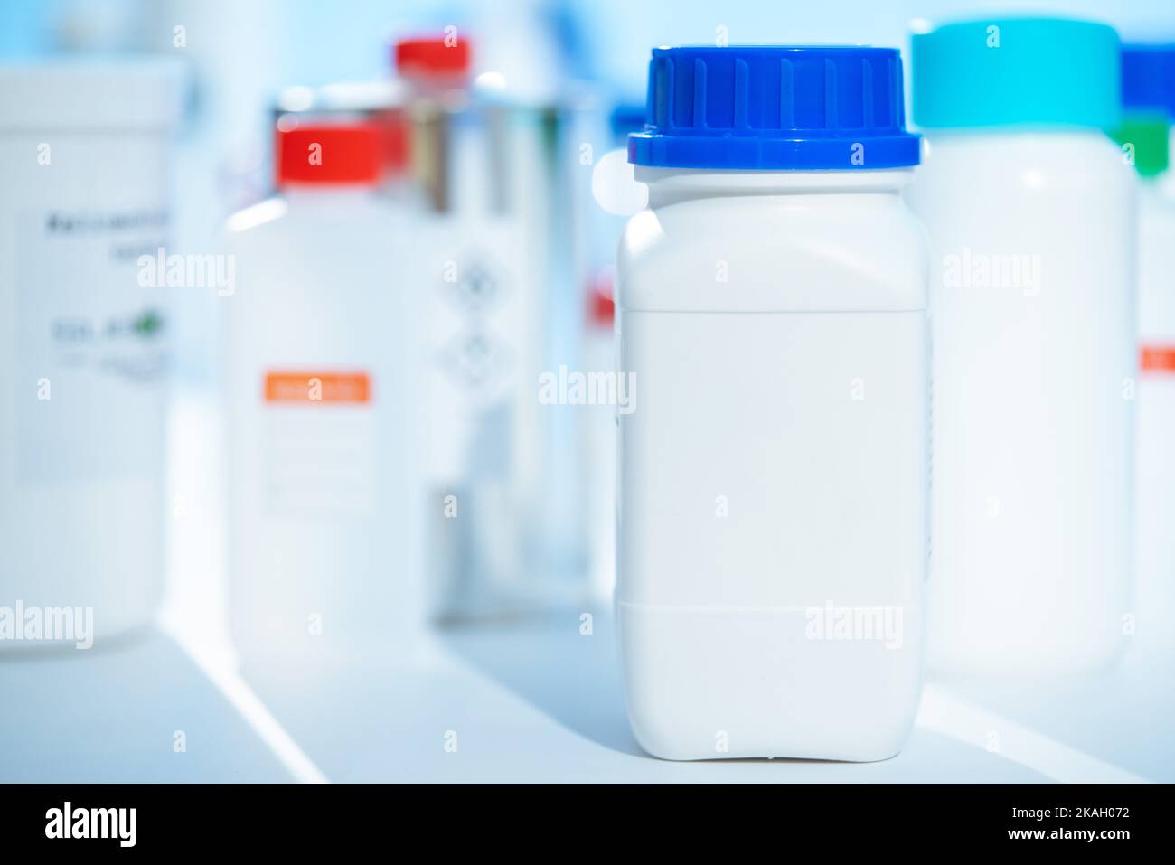 Plastic container for storing chemicals and food additives Stock Photo