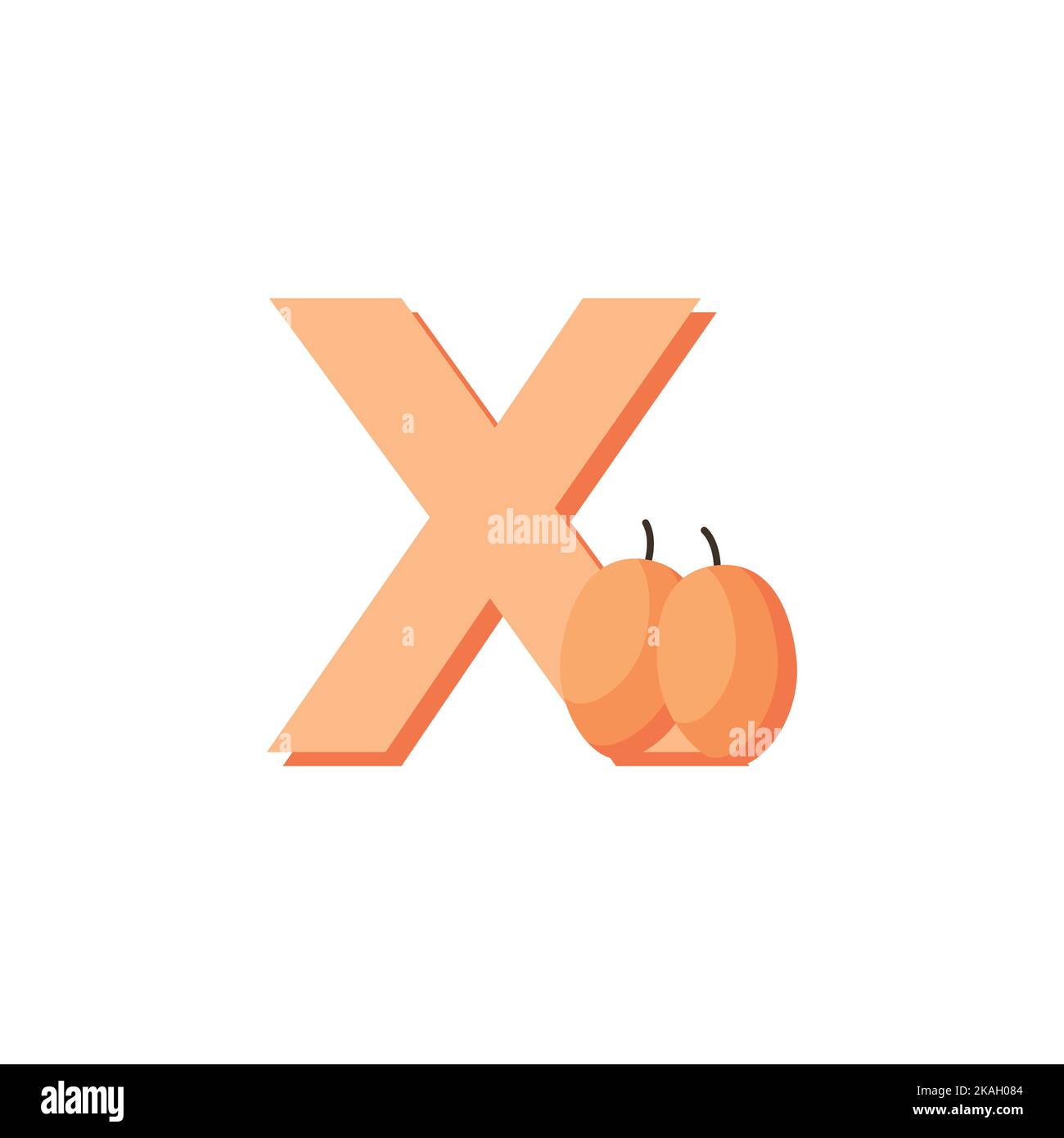 Alphabet Fruits Ximenia Caffra, Clip Art Vector, Illustration for kids, Letter X Stock Vector