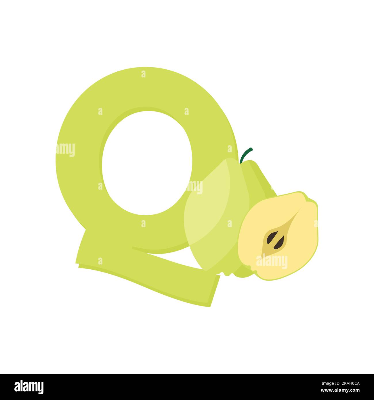 Alphabet Fruits Quince, Clip Art Vector, Illustration for kids, Letter