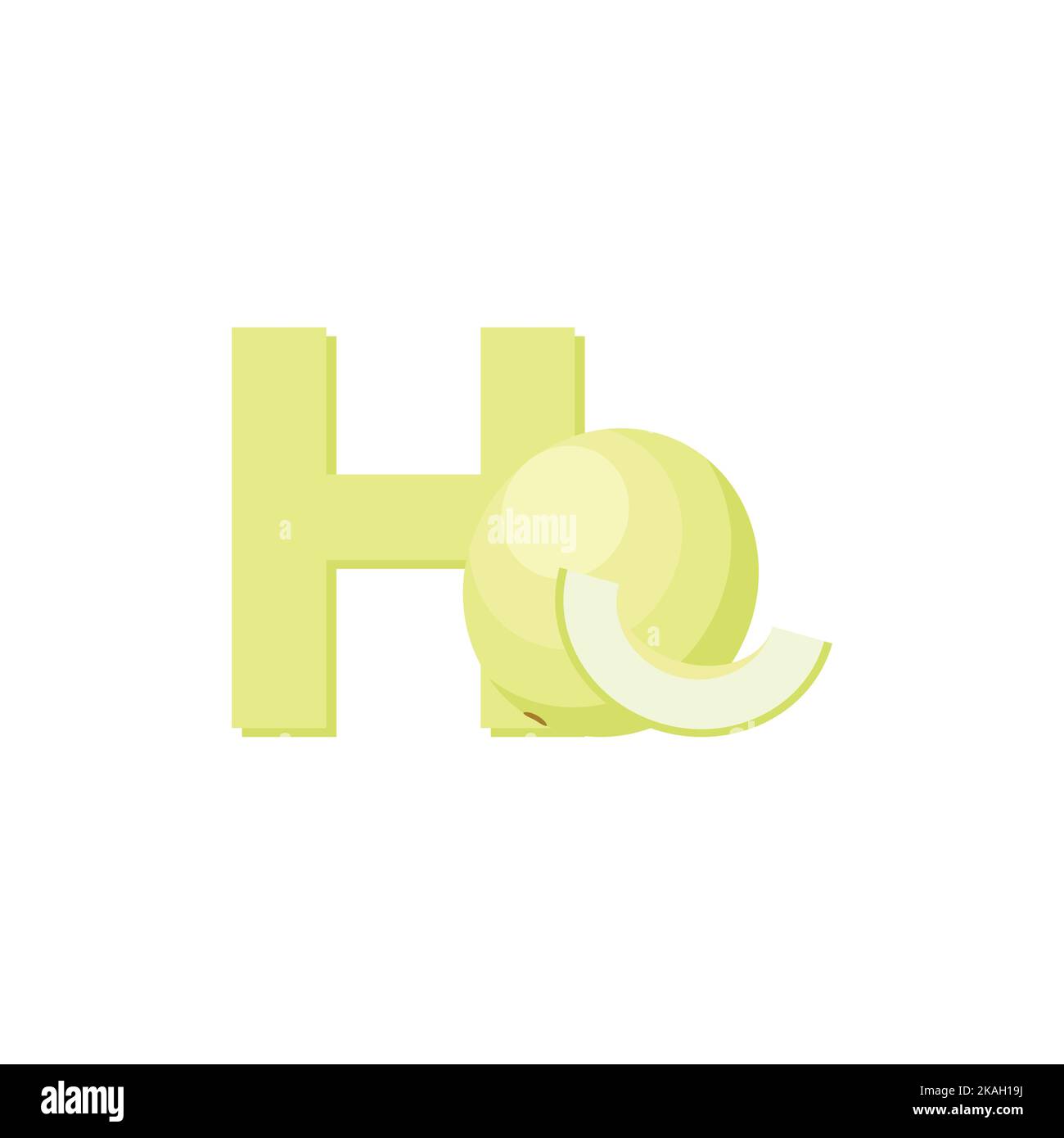 Alphabet Fruits Honeydew Melon, Clip Art Vector, Illustration for kids, Letter H Stock Vector